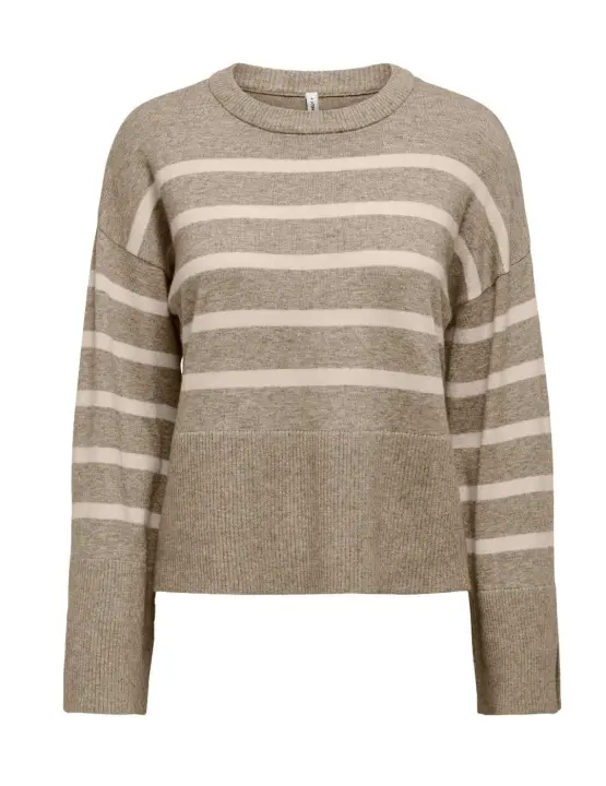 Jersey Only Lilllian marrón raya beige de punto para mujer - 1