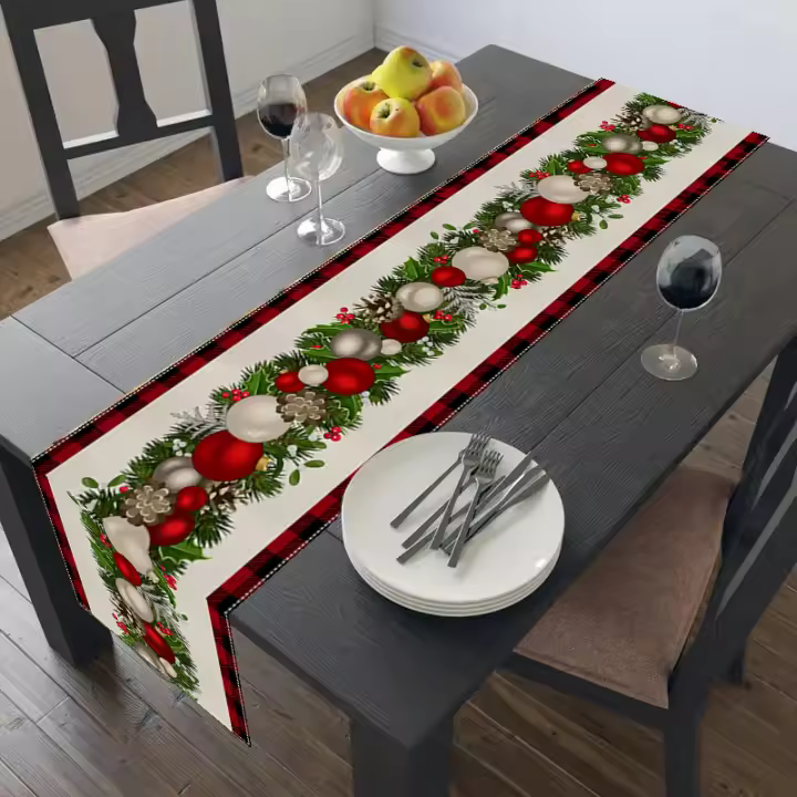 Mantel De Lino Para Navidad Correa De Mesa De Comedor Decoración De Hogar Y Hotel Material Poliéster 100% Técnica Tejida - 1