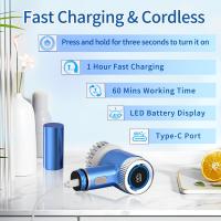 2400RPM depurador eléctrico de giro recargable a prueba de agua de 3 velocidades modelo de control, depurador de ducha de mano con 6 cabezales de cepillo, cepillo de limpieza inalámbrico de alta velocidad para baño/cocina eliminar la - details 3