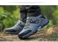 Botas De Moda Para Hombres Zapatillas De Senderismo Al Aire Libre Antideslizantes Suela De Goma Microfibra Impermeables Para Montaña - details 4