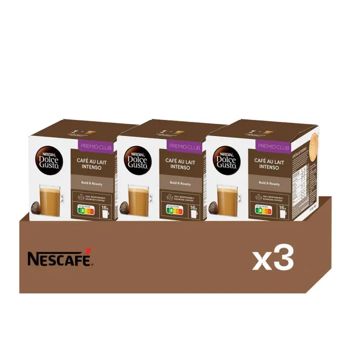 Café con Leche Intenso - Pack 3 Cajas de Café (48 uds) | Sabor Intenso y Cremoso, Notas Torrefactas - 1