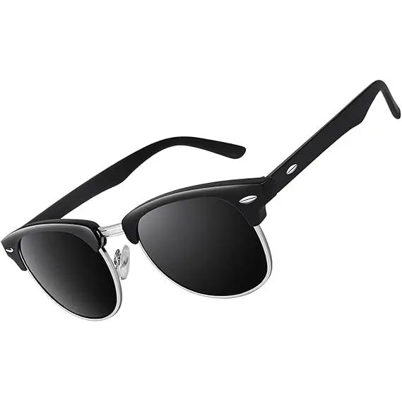 Gafas de sol polarizadas para hombres y mujeres, gafas de sol para pesca y conducción con protección UV400 recientemente mejoradas, marco negro mate, lentes grises - 1