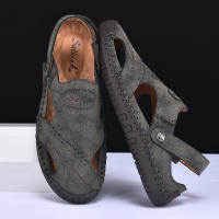 Sandalias De Verano Hechas a Mano Para Hombre Zapatos De Cuero Transpirables Antideslizantes Para Playa Y Exteriores Moda Casual Talla Verdadera - details 6