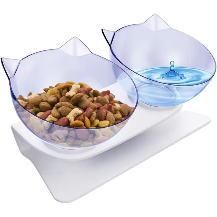 Comedero para gatos y perros pequeños con base antideslizante, suministros para mascotas con inclinación de 15° - 1