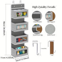 Organizador De Puerta 4-Niveles Gran Capacidad Para Almacenamiento Montado Caja Colgante Para Cosméticos Juguetes Color Gris Negro Tamaño 98*32*11cm Peso 540g - details 1