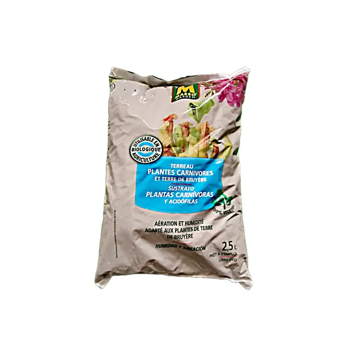 Sustrato 2.5L Especial para plantas carnívoras y acidófilas que necesitan un terreno ácido para desarrollarse hecho con corteza de pino y turba de sphagnum - Massó - 1
