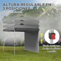 Outsunny Carpa Plegable 2,5x2,5 m Cenador de Jardín con 1 Pared Lateral Altura Ajustable en 3 Niveles Anti-UV Impermeable y Bolsa de Arena para Camping Fiestas - details 4