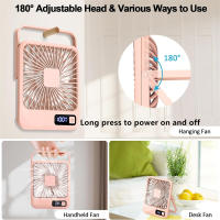 Ventilador De Escritorio Portátil Con USB Recargable 180° Inclinable Plegable Con Pantalla De Potencia 5 Velocidades Ultra Silencioso - details 1