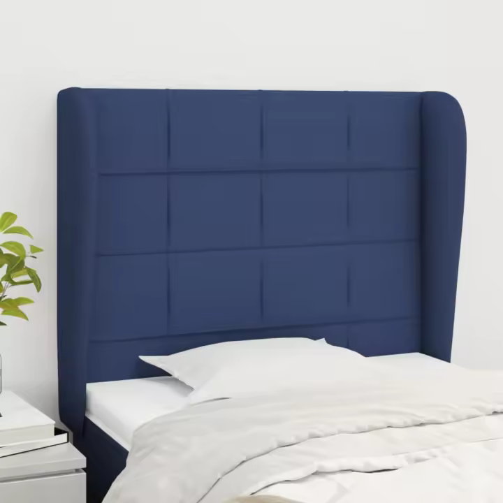 vidaXL Cabecero con orejas de tela azul 103x23x118/128 cm - 1