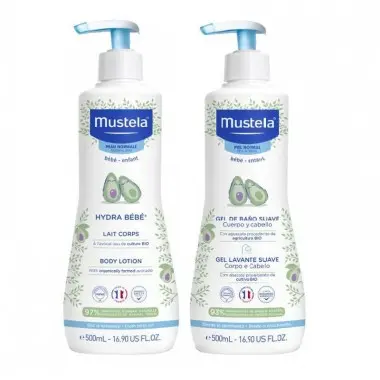 Mustela Duplo Hydra Bebé Leche Corporal + Gel de baño 500ml - 1