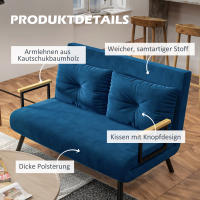 Sofá Cama Reclinable con Función de Cama, Sofá Ajustable con Respaldo Ajustable, Azul 102x73x81cm, Perfecto para Habitación de Invitados - details 0