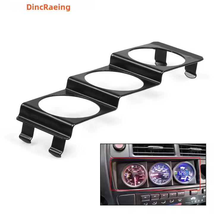 Pod De Panel De Radio Din Universal 52mm Tripe 3 Gauges Metralla Black 2 Pulgadas BX102259-BK Para Vehículo - 1