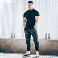 Camiseta De Algodón Para Hombre 2024 Estilo Casual Manga Corta Fitness Bodybuilding Camiseta De Entrenamiento Verano - details 3