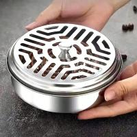 Caja De Incienso Contra Mosquitos De Acero Inoxidable Con Tapa Placa De Incienso Para Uñas Y Dientes Trayectoria De Fuego - details 4