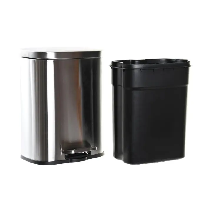 Dcasa Papelera de cocina, baño mate plateada de acero inoxidable de 5 litros - 1
