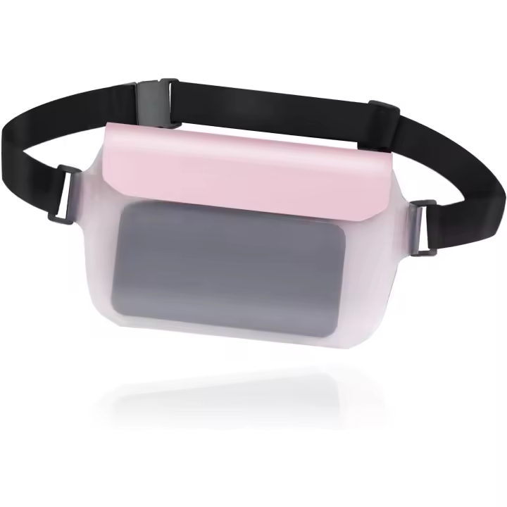 Bolsa impermeable transparente y táctil impermeable para mujeres y hombres, riñonera universal para teléfono móvil con correa de cintura ajustable para natación, a la deriva y buceo (rosa) - 1