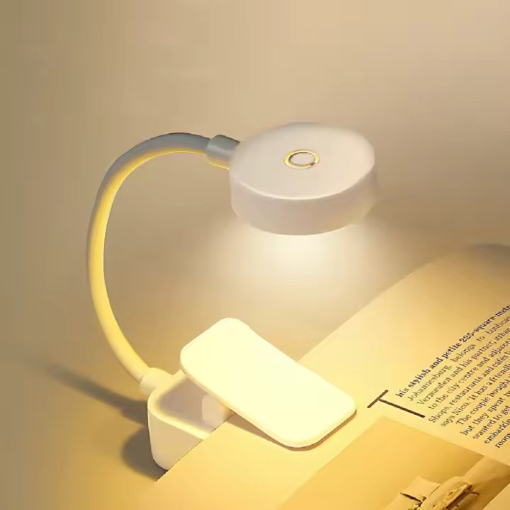 Lámpara De Mesa Recargable Portátil Con Luz LED Para Lectura Protección Ocular Clip De 360° Mini Luz Nocturna Batería Incluida - 1