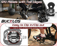 Pedales De Bicicleta BUCKLOS Dual Function MTB Plataforma Antideslizante Aluminio SPD Sistema Parte De Bicicleta - details 1