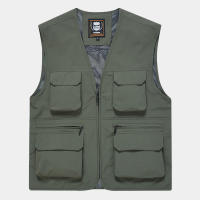 Chaleco De Moda Para Hombre FGKKS Color Sólido Estilo Herramienta Delgado Con Multiple Bolsillos Casual Cierre De Cremallera Talla Regular - details 6