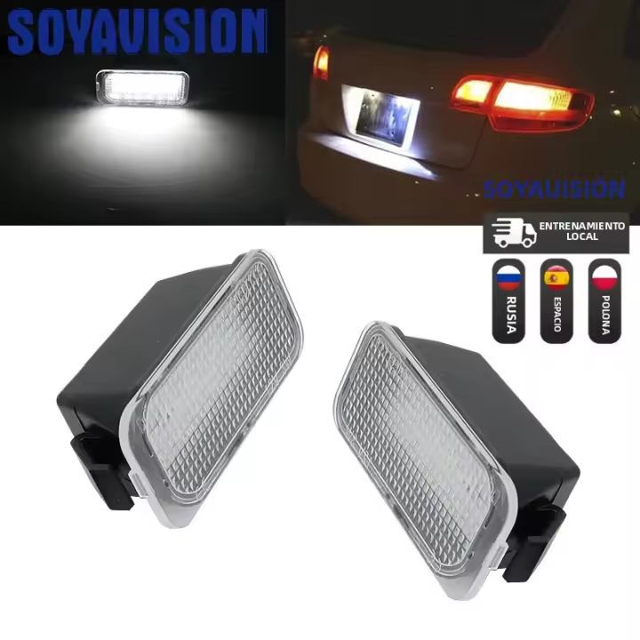 2PC Lámparas LED Para Placa De Número Para Ford Jaguar XJ XF Fiesta Focus S-MAX Grand C Max Mondeo Kuga Galaxy Ecosport Canbus - 1