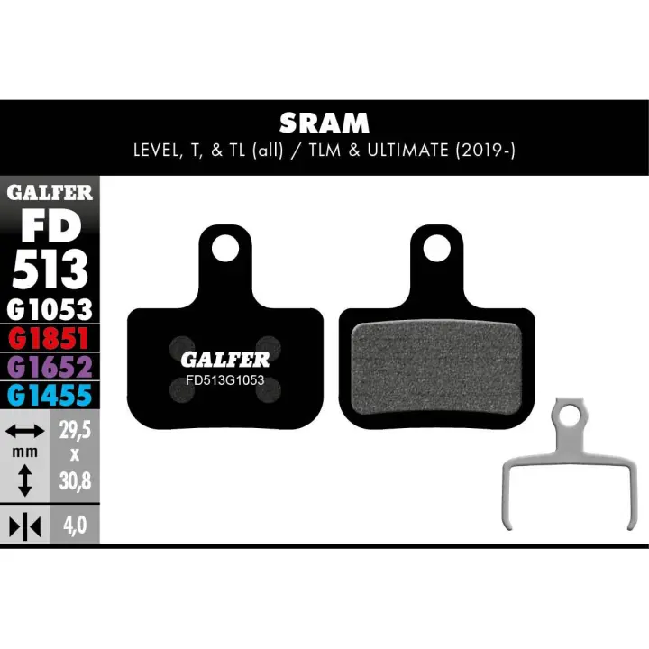 PASTILLAS FRENO GALFER DISCO STANDARD BRAKE PAD SRAM LEVEL T TL - 1