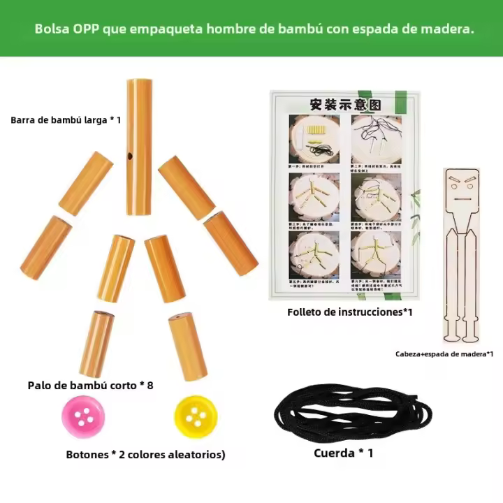 Juego Interactivo De Bambú Para Dos Jugadores DIY Competencia De Muñecos De Hilo En Escritorio Juguete Educativo Para Fiestas - 1