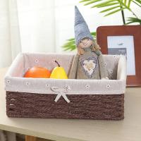 Cesta De Almacenamiento Tejida a Mano Con Tapa Organizador De Ropa Y Lavandería Caja De Cosméticos Para Juguetes Y Toallas - details 3