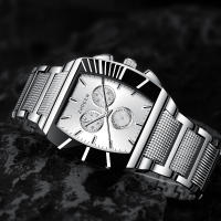 Reloj De Pulsera De Cuarzo Para Hombre Estilo De Negocios Cuadrado Aleación Cruzada De Tres Piezas Resistente Al Agua - details 1