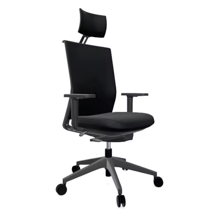Silla Oficina Ergonómica Negra Tapizada Stay de Actiu con Cabezal - 1