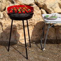 Aktive Barbecue - Barbacoa redonda con patas, 37,5x38,5x70 cm, de carbón, de metal, para jardín, para exterior, cortavientos, con parrilla, color rojo - details 1