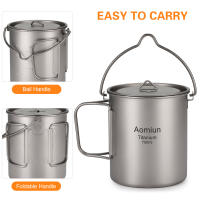 Juego De 3 Piezas De Titanio Ligero Con Olla De 750ml Taza De Agua De 450ml Cuchara Plegable Y Manija Collapsible Para Camping - details 8
