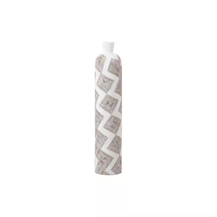 Adda Home Florero Resina Blanco Marron 16x16x76 Cm - Pieza Decorativa Elegante y Hermoso - 1