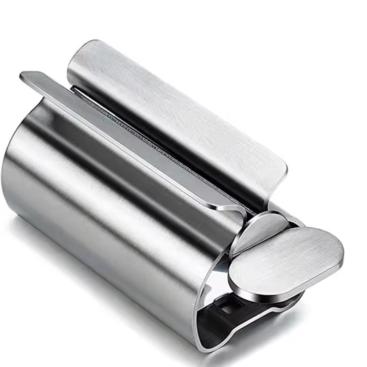 Exprimidor de pasta de dientes (2 Unidades), exprimidor de tubo de pasta de Dientes de metal con soporte para pasta de dientes, Crema de Manos o salsa de Mostaza (ARCE inoxidable) - 1
