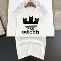 Camiseta Unisex Con Estampado De Tres Gatos Suave Y Cómoda Camiseta De Estilo Callejero Con Cuello Redondo Y Manga Corta Para Hombre Y Mujer Talla S-7XL En Blanco Y Negro - details 3