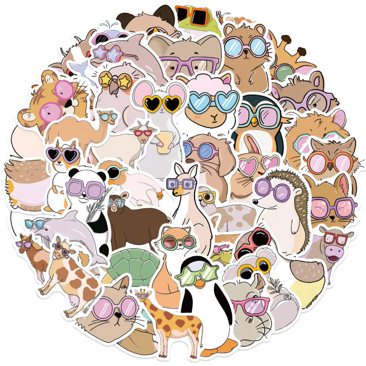 50Pcs Pegatinas De Animales Adorables Para Equipaje Skateboarding Teléfono Móvil Y Viagem Longa Duração Material Mixto Origem China