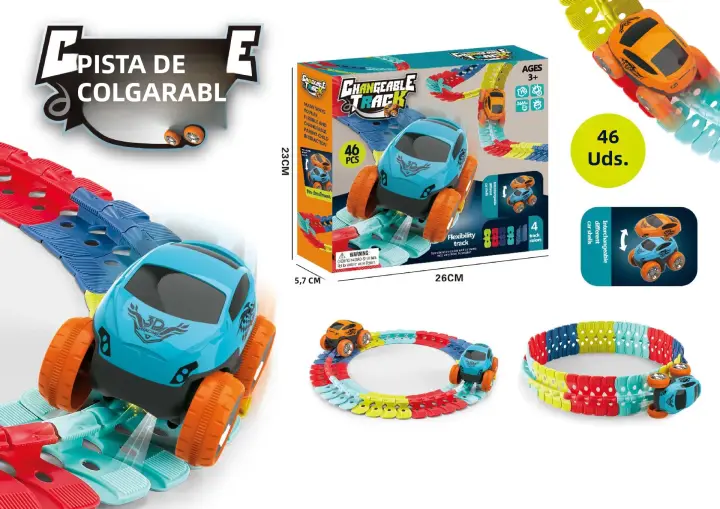 Juguete De Carriles Eléctricos Recargables Para Niños Con Coche De Goma Suave Y Flexible No Deriva Juego De Construcción DIY - 1