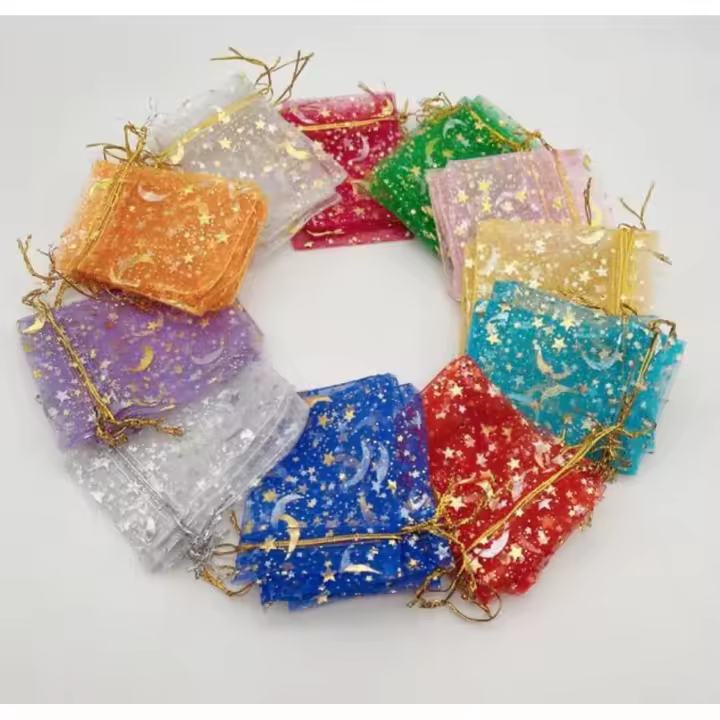Bolsa de Regalo Moon Star Organza con Cordón - Conjunto de 100 Unidades - 1