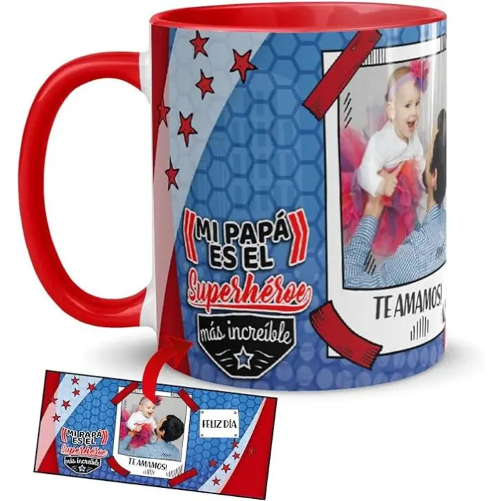Kembilove Taza Padre personalizada con foto a color – Regalo dia del padre – Regalos originales para los padres – El mejor papa del mundo – Un regalo que deja huella – Taza cerámica - 1