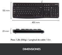Logitech K120 Teclado USB con Cable para Windows, Tamaño Normal, Resistente a Líquido, Barra Espaciadora Curvada, PC/Portátil, Disposición QWERTY Español, Color Negro - ‎920-002518 - details 2