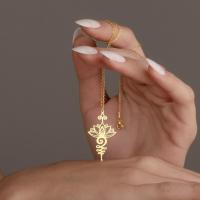 Collar Lemegeton Lotus Flower Yoga Simbolo Unalome Buddhism Charms Amuleto Joyería Inoxidable Para Mujer Regalo De Moda - details 0
