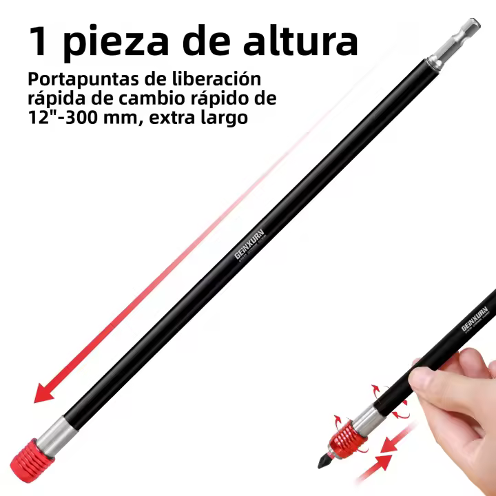 Geinxurn Soporte De Brocas De Impacto 12'' Con Broca Y Extensiones Magnéticas Cambio Rápido Soporte De Broca Para Taladro - 1