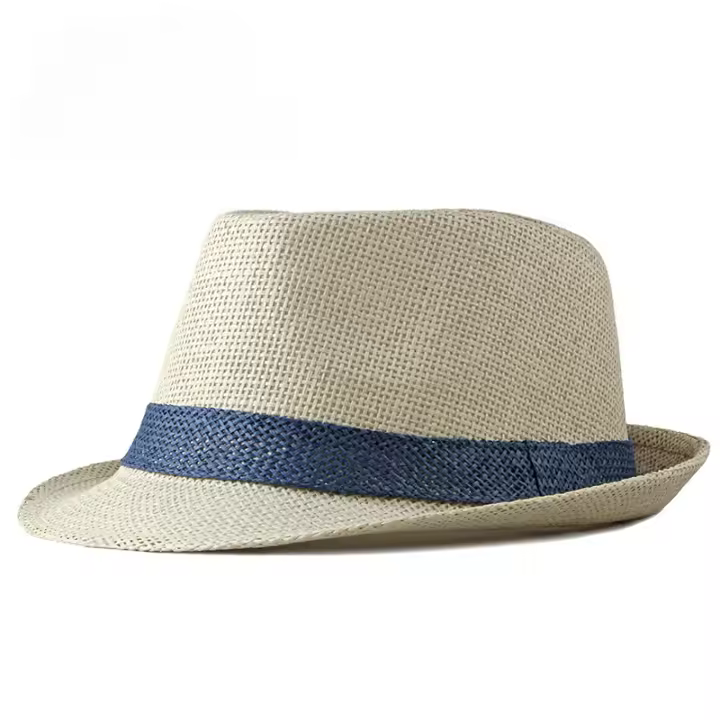 Sombrero De Paja Sólida Para Hombre Y Mujer Sombrero De Playa Al Aire Libre Sombrero De Sol Tejido Con Rayas Con Hebilla Casual Sombrero De Panamá Fedoras - 1
