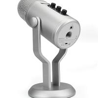 Micrófono de condensador profesional con USB, control de volumen y pantalla OLED, plateado. Perfecto para stremear y para grabar podcast - Amazon Basics - details 1