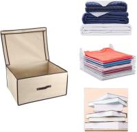 Cajas de almacenamiento plegables de color beige  con tapasCaja decorativa，cesta organizadora con asas para ahorrar espacio para ropa - details 0