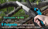 Sierra eléctrica sin escobillas de 8 pulgadas, Motosierra eléctrica engrasador automático, Motosierra de mano para poda de jardín, Herramienta para carpintería con 2 baterías 2000 mah - details 0