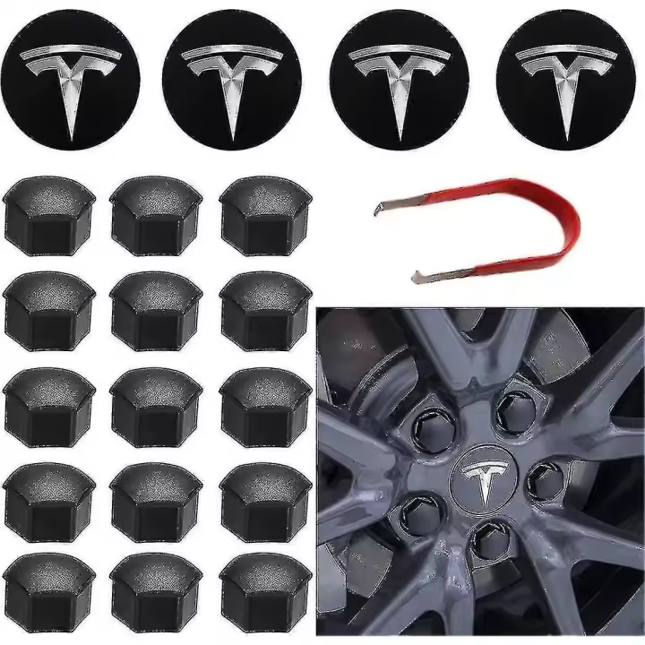 Tesla Wheel Cap Kit Center Hub Cap Set For Model Y Mode 3 Mode S Mode X - 1