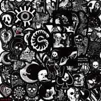 50PCS Etiquetas De Vinilo Impermeables Góticas Negras Y Blancas Estilo Skull Para Botellas De Agua Y Teléfono Móvil - details 1