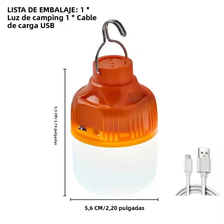 2pcs Linterna Portátil LED Recargable USB Para Camping Y Barbacoas Con Gancho Luces De Emergencia Para Tiendas De Campaña Y Exterior - 1