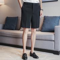Shorts De Verano Para Hombre Blancos Y Delgados Estilo Coreano Moda Negocios Trabajo Ropa Casual De Cintura Media Talla Regular - details 5