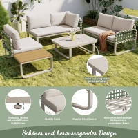 Conjunto de salón de Jardín (4-5 plazas), Conjunto de muebles de Jardín de cuero Verde, Moderno conjunto de sofá de exterior con todos los muebles de asiento y Zapatos, Conjunto de balcón, jardín y Terraza, color albaricoque - details 3